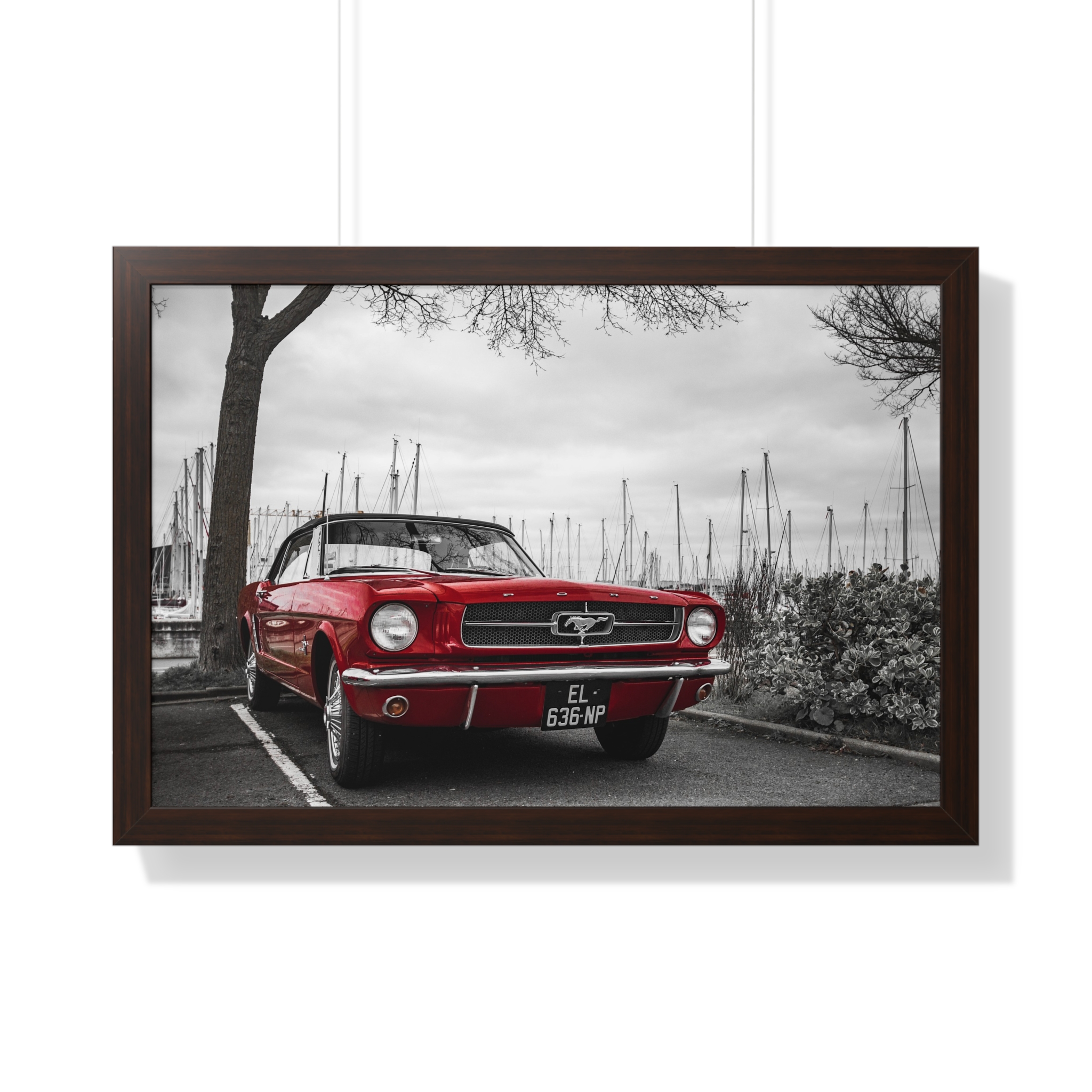 Classic Car Framed Poster, Vintage Wall Art, Home Decor, Gift for Car Lovers, Retro Artwork, Mustang Print, Automotive Wall Art – Image 4